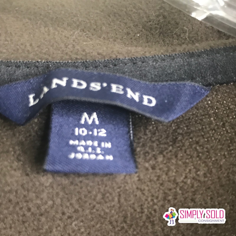 Lands' End Women's Fleece Jacket Therma Check Warm Quarter‎ Zip Brown Pullover M - Picture 8 of 8